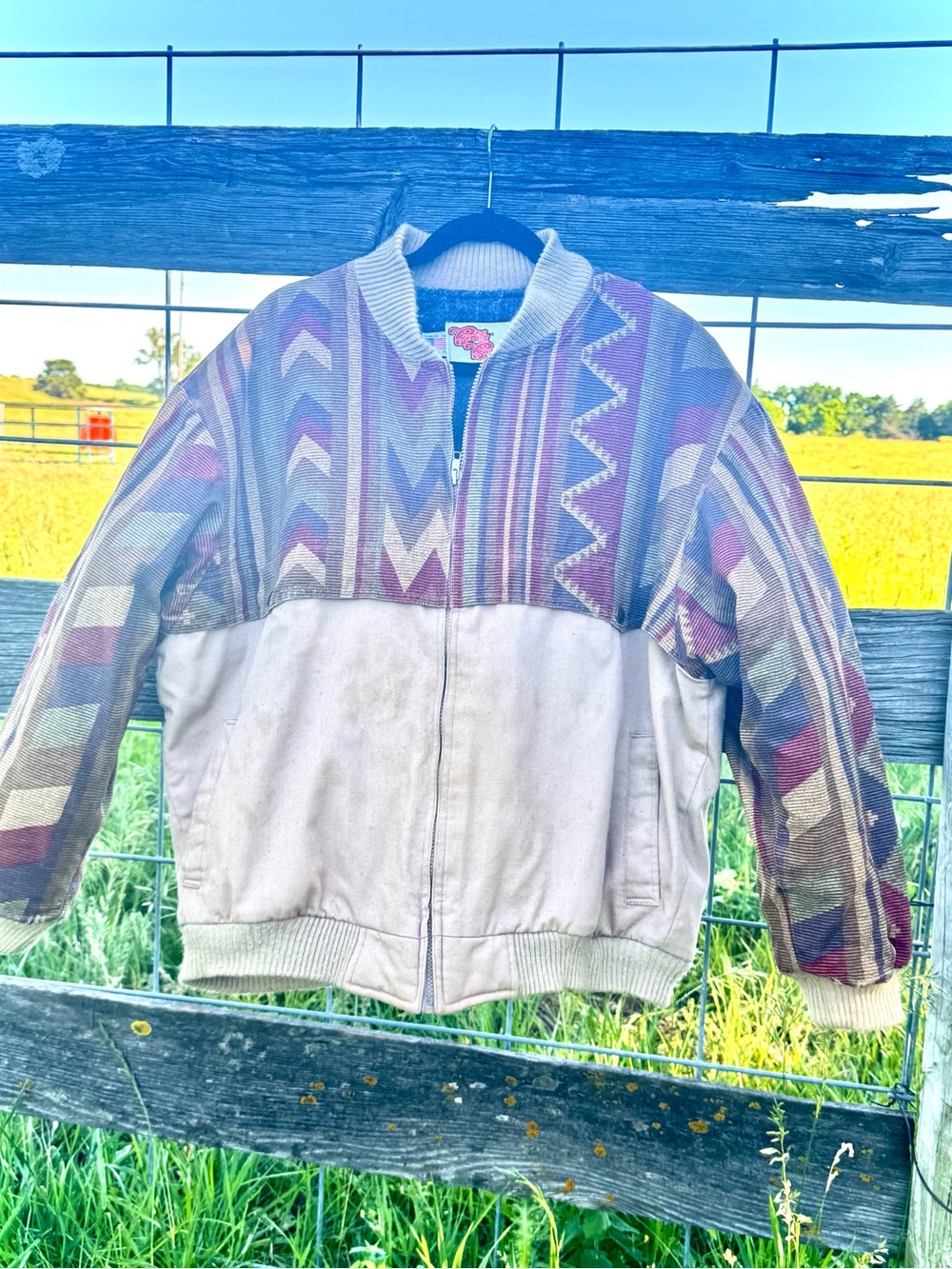 Vintage Tapestry Southwest Bomber Jacket Western Aztec Ranch Full Zip USA
